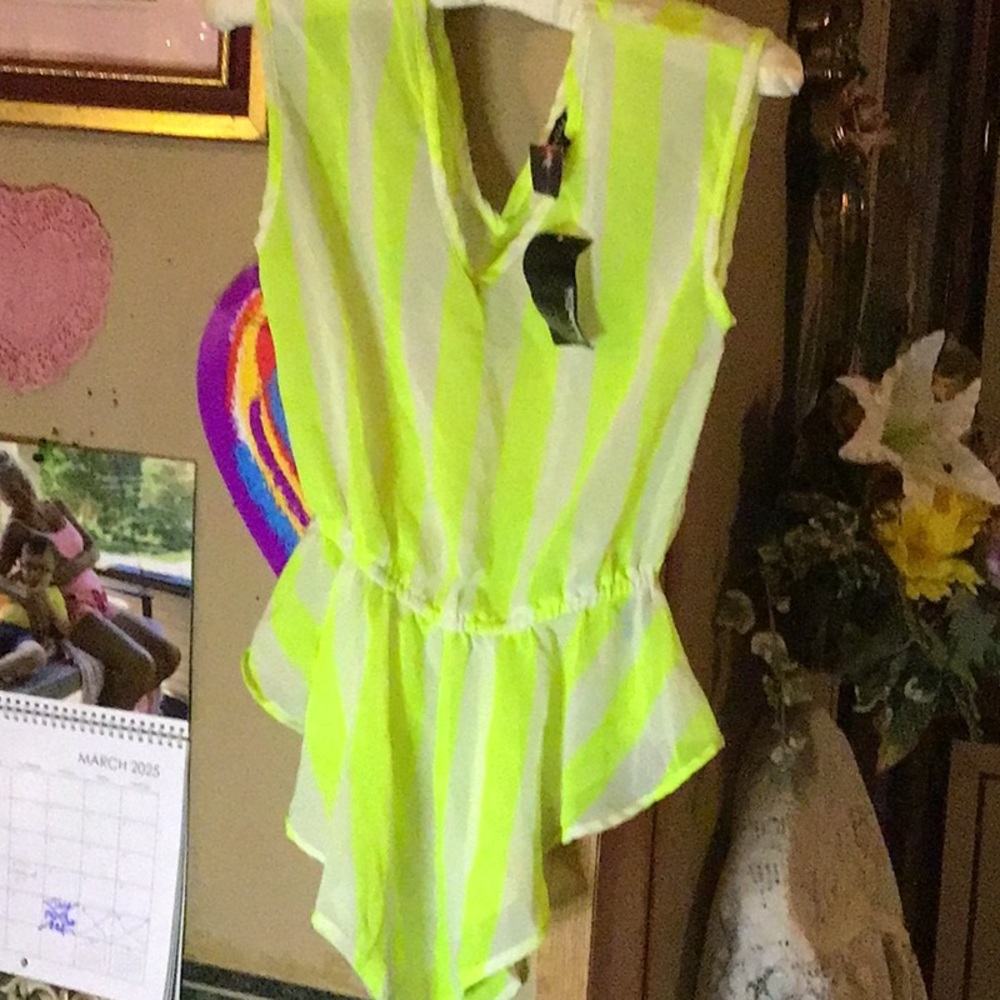 Kids Neon Green Striped One Piece